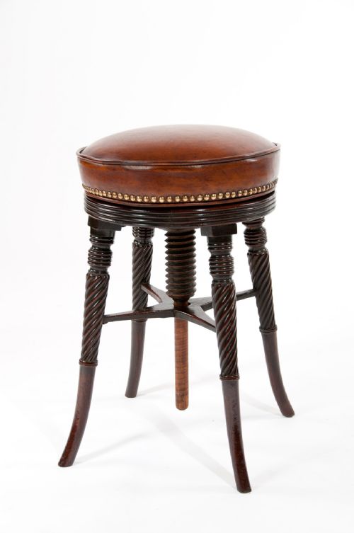 A Fine Regency Mahogany Adjustable Piano Stool