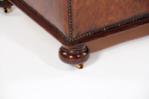 fig 1. Antique Leather Upholstered Box Ottoman