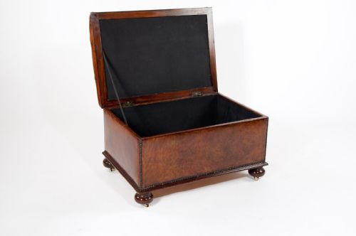 fig 3. Antique Leather Upholstered Box Ottoman