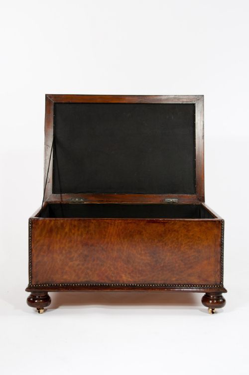 fig 5. Antique Leather Upholstered Box Ottoman