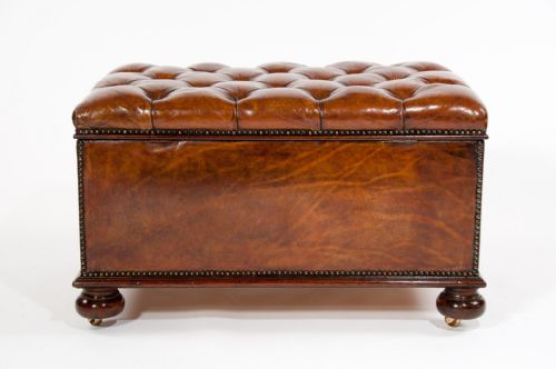 fig 8. Antique Leather Upholstered Box Ottoman