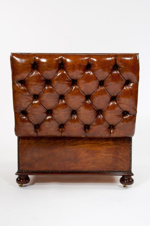 fig 9. Antique Leather Upholstered Box Ottoman