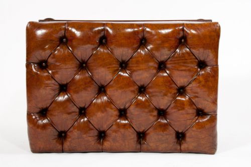 fig 10. Antique Leather Upholstered Box Ottoman