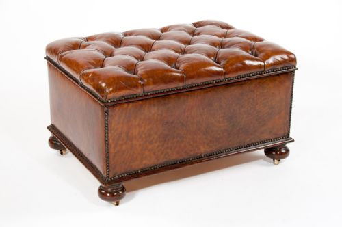 fig 11. Antique Leather Upholstered Box Ottoman
