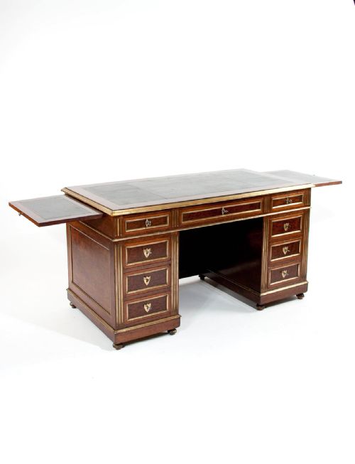 fig 2. Fine Antique French Mahogany and Brass Desk