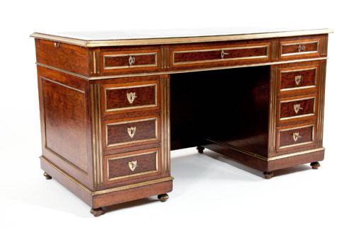 fig 3. Fine Antique French Mahogany and Brass Desk