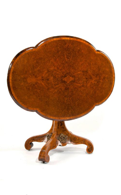 fig 1. 19th Century Burr Walnut Shaped Center Table