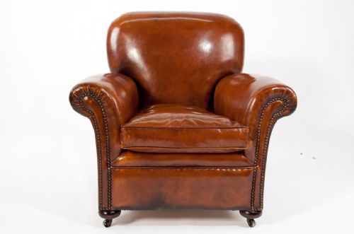 fig 7. Quality Pair Antique Leather Club Armchairs