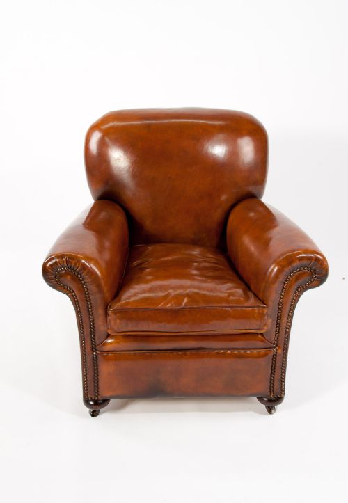 fig 8. Quality Pair Antique Leather Club Armchairs