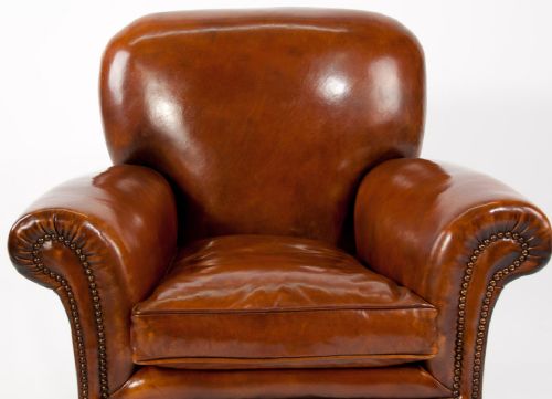 fig 9. Quality Pair Antique Leather Club Armchairs