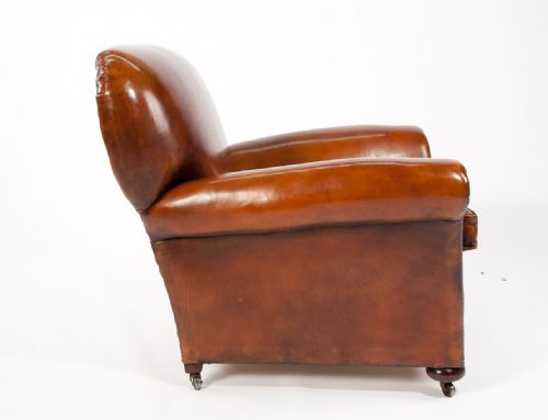 fig 10. Quality Pair Antique Leather Club Armchairs