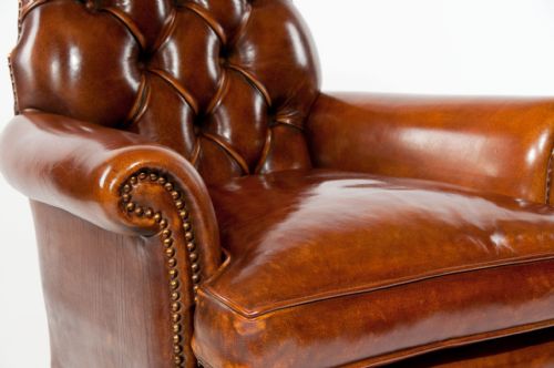 fig 5. A Pair of Antique Leather Walnut Armchairs