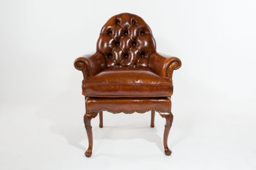 fig 8. A Pair of Antique Leather Walnut Armchairs