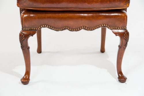 fig 9. A Pair of Antique Leather Walnut Armchairs