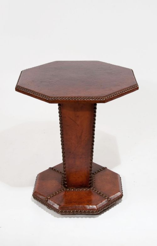 Art Deco French Leather Side Table