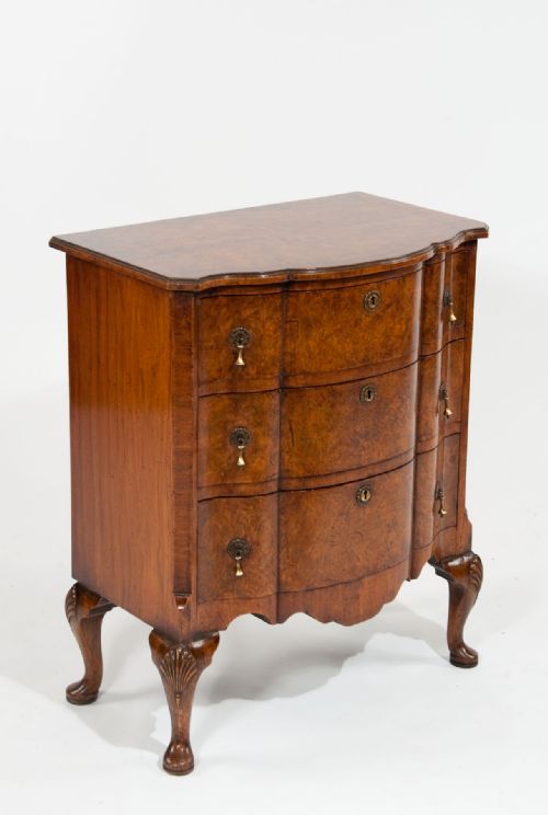 fig 1. Quality Antique Burr Walnut Serpentine Chest