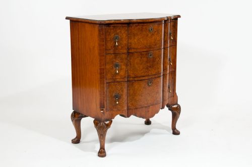 fig 2. Quality Antique Burr Walnut Serpentine Chest