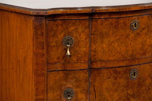 fig 3. Quality Antique Burr Walnut Serpentine Chest