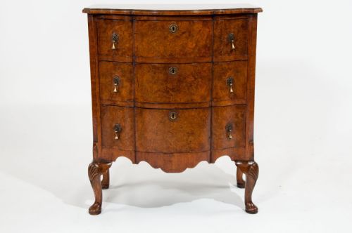 fig 7. Quality Antique Burr Walnut Serpentine Chest