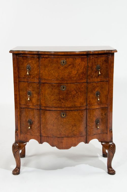 fig 9. Quality Antique Burr Walnut Serpentine Chest