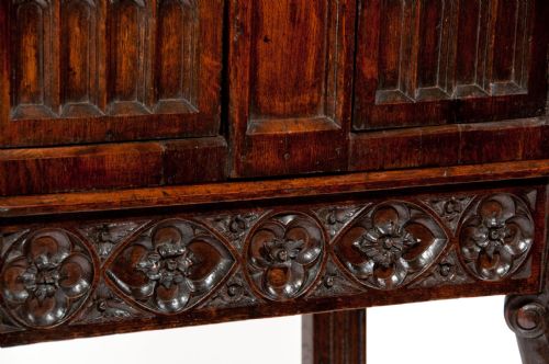 fig 3. Unusual Oak 19th C Gothic Cabinet on stand