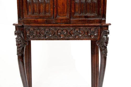 fig 7. Unusual Oak 19th C Gothic Cabinet on stand