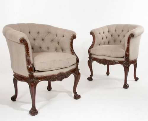fig 1. Important Antique Pair of Mahogany Shaped Armchairs