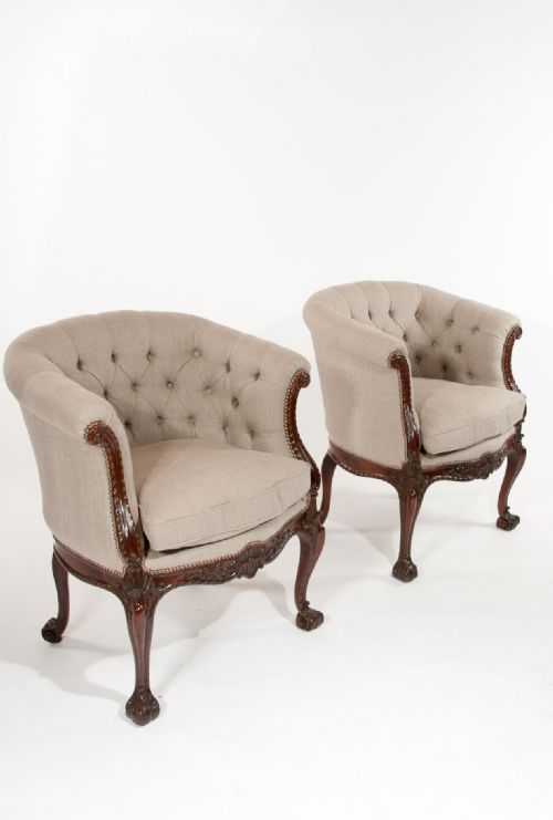 fig 2. Important Antique Pair of Mahogany Shaped Armchairs