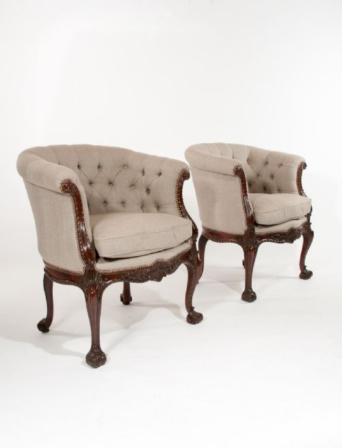 fig 3. Important Antique Pair of Mahogany Shaped Armchairs