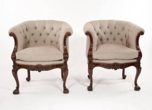 fig 6. Important Antique Pair of Mahogany Shaped Armchairs