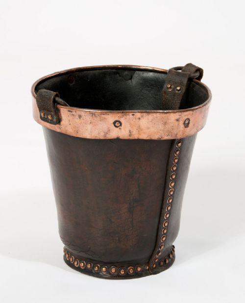19th Century Leather and Copper Fire Bucket