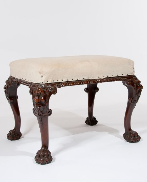 Good Antique Walnut Carved Stool