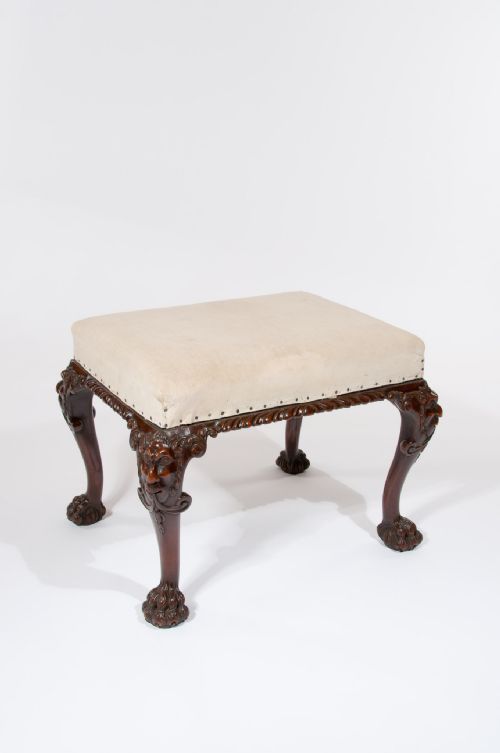 fig 1. Good Antique Walnut Carved Stool