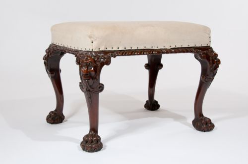 fig 2. Good Antique Walnut Carved Stool