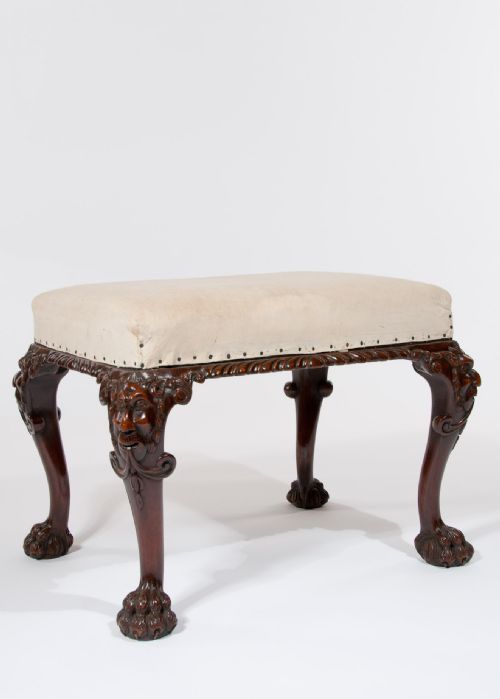 fig 3. Good Antique Walnut Carved Stool