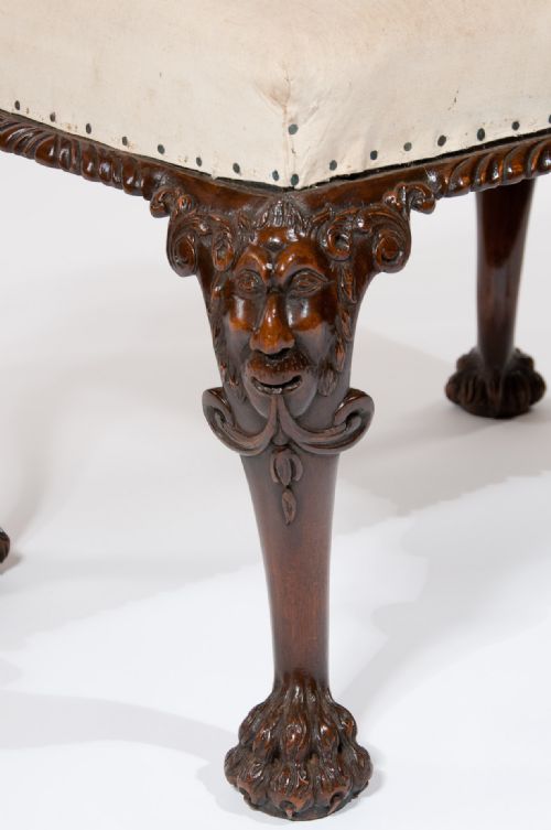 fig 4. Good Antique Walnut Carved Stool