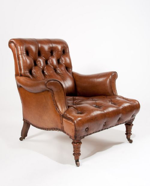 Victorian Leather Armchair Howard and Sons Style