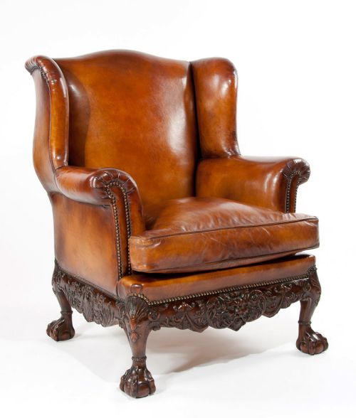 A Superb Quality 19th C Leather Wing Armchair