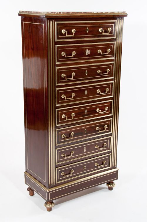 fig 2. Fine Brass Inlaid Secretaire Chest of Drawers Abattan 