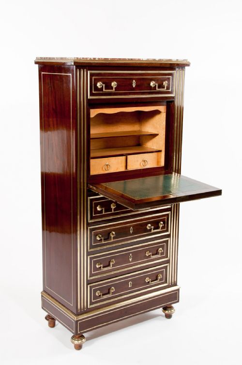 fig 5. Fine Brass Inlaid Secretaire Chest of Drawers Abattan 