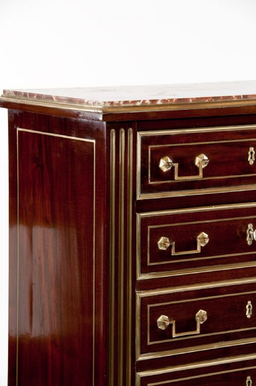fig 3. Fine Brass Inlaid Secretaire Chest of Drawers Abattan 