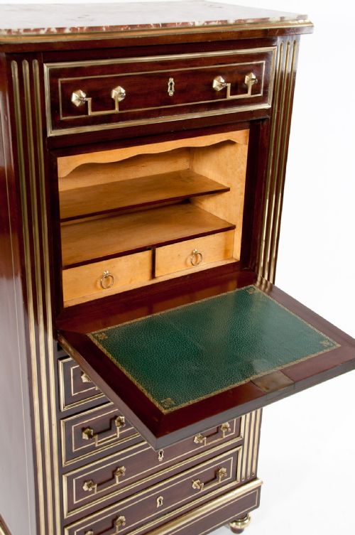 fig 6. Fine Brass Inlaid Secretaire Chest of Drawers Abattan 