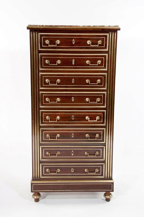 fig 7. Fine Brass Inlaid Secretaire Chest of Drawers Abattan 
