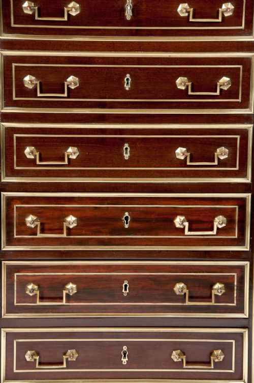 fig 8. Fine Brass Inlaid Secretaire Chest of Drawers Abattan 