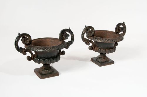 fig 1. Decorative Pair Of Cast Iron Victorian Urns