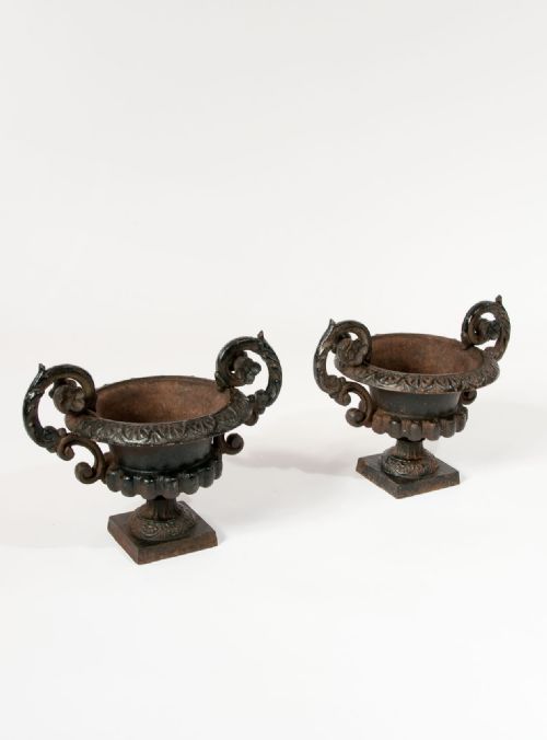 fig 2. Decorative Pair Of Cast Iron Victorian Urns