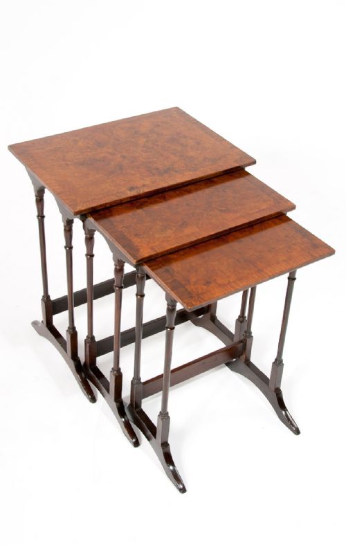 fig 2. Quality Antique Nest of Burr Walnut Tables