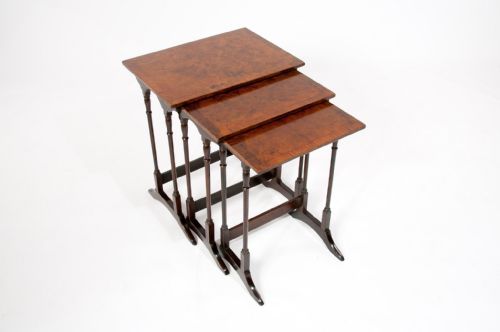 fig 3. Quality Antique Nest of Burr Walnut Tables
