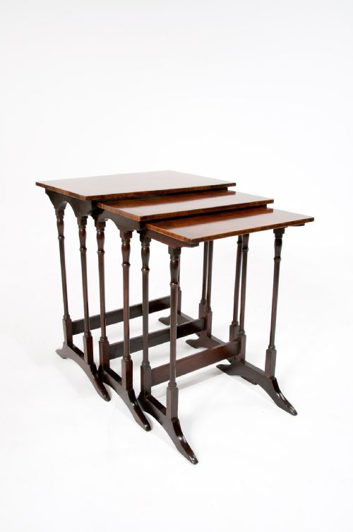 fig 4. Quality Antique Nest of Burr Walnut Tables