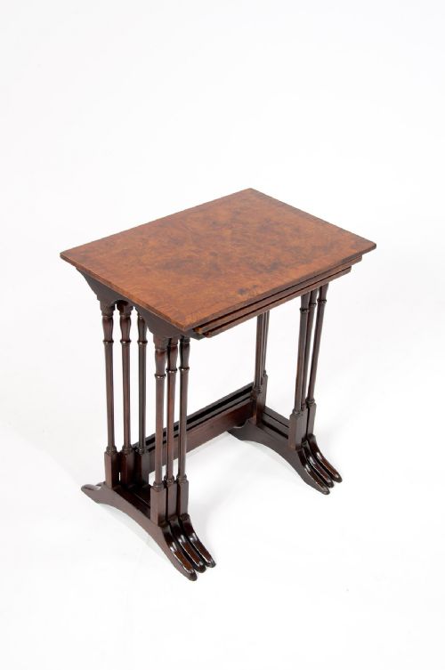 fig 6. Quality Antique Nest of Burr Walnut Tables